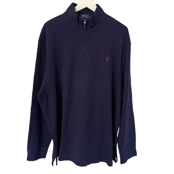 NWT Polo Ralph Lauren Classic Estate-Rib Quarter-Zip Pullover Men Size XXL Navy - Picture 2 of 15